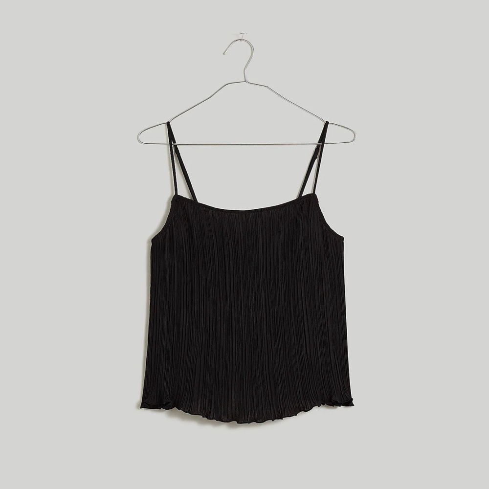 Madewell pliss eacute crop cami tank - black